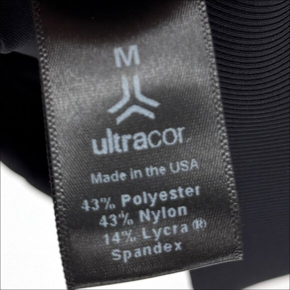 ULTRACOR SHORT SLEEVE TEAL FLORAL PRINT ON BLACK TOP M - Picture 6 of 7